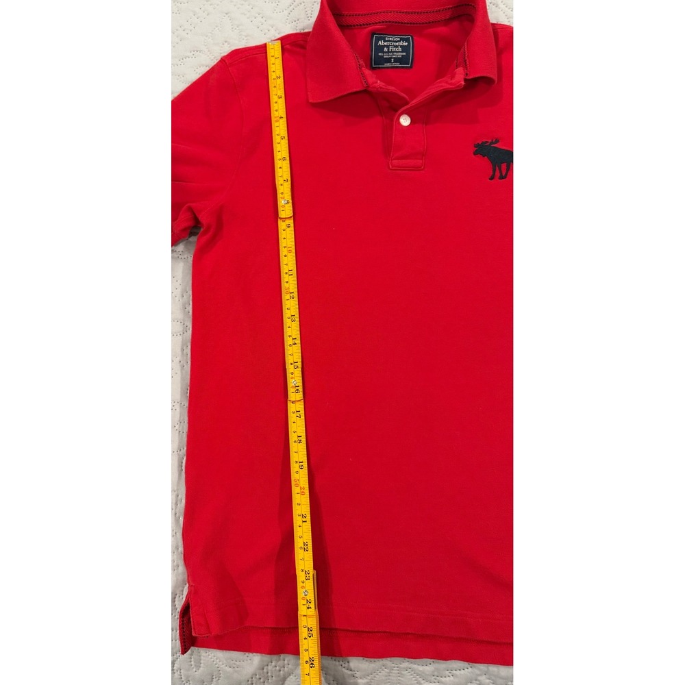 Abercrombie & Fitch Men's Small Red Big Moose Polo Y2K Stretch - Picture 5 of 6